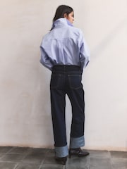 BHOEM Blue Oxford Cotton Shirt With Embroidery Detail - Image 3 of 5