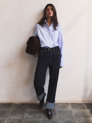 BHOEM Blue Oxford Cotton Shirt With Embroidery Detail - Image 5 of 5