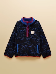 Joules Boys' Breeze Blue Dino Polar Fleece Quarter Zip - Image 1 of 5