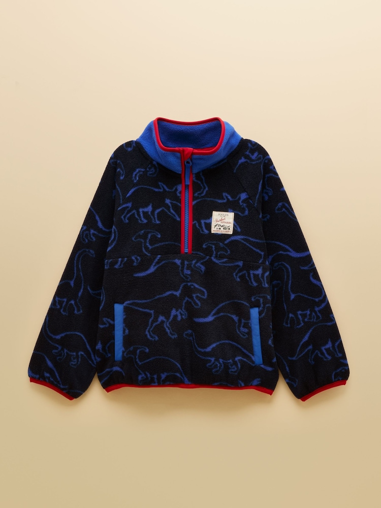 Joules Boys' Breeze Blue Dino Polar Fleece Quarter Zip - Image 1 of 5 Joules Boys' Breeze Blue Dino Polar Fleece Quarter Zip - Image 1 of 5