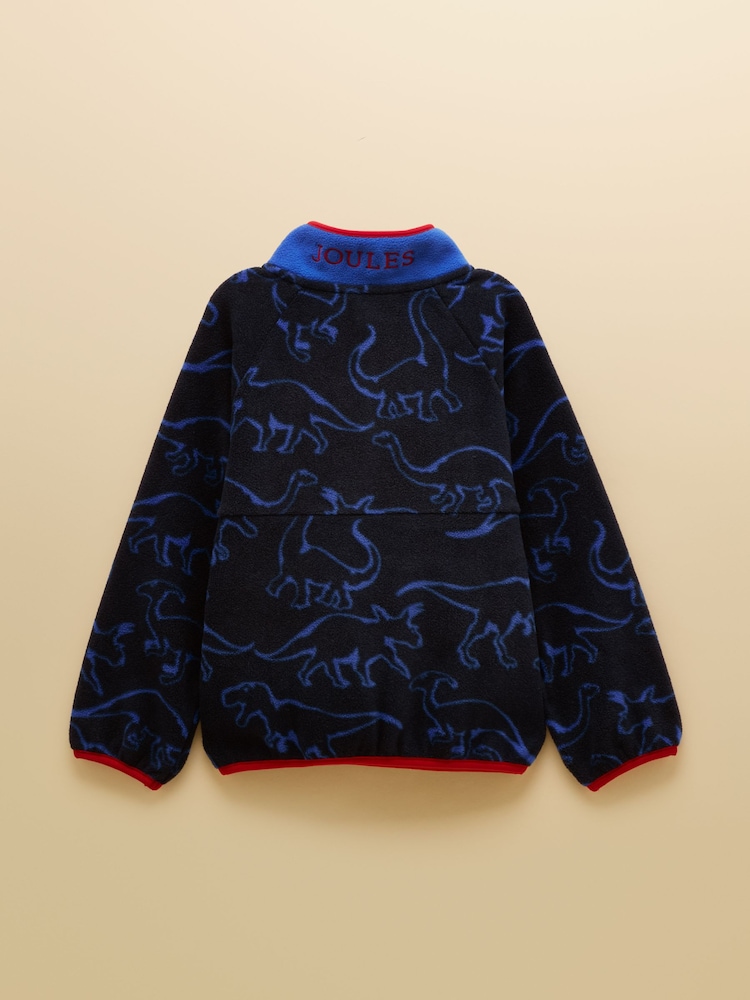 Joules Boys' Breeze Blue Dino Polar Fleece Quarter Zip - Image 2 of 5 Joules Boys' Breeze Blue Dino Polar Fleece Quarter Zip - Image 2 of 5