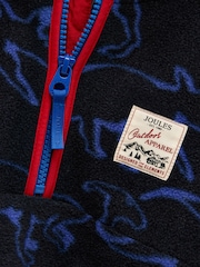 Joules Boys' Breeze Blue Dino Polar Fleece Quarter Zip - Image 3 of 5