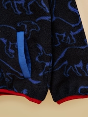 Joules Boys' Breeze Blue Dino Polar Fleece Quarter Zip - Image 4 of 5