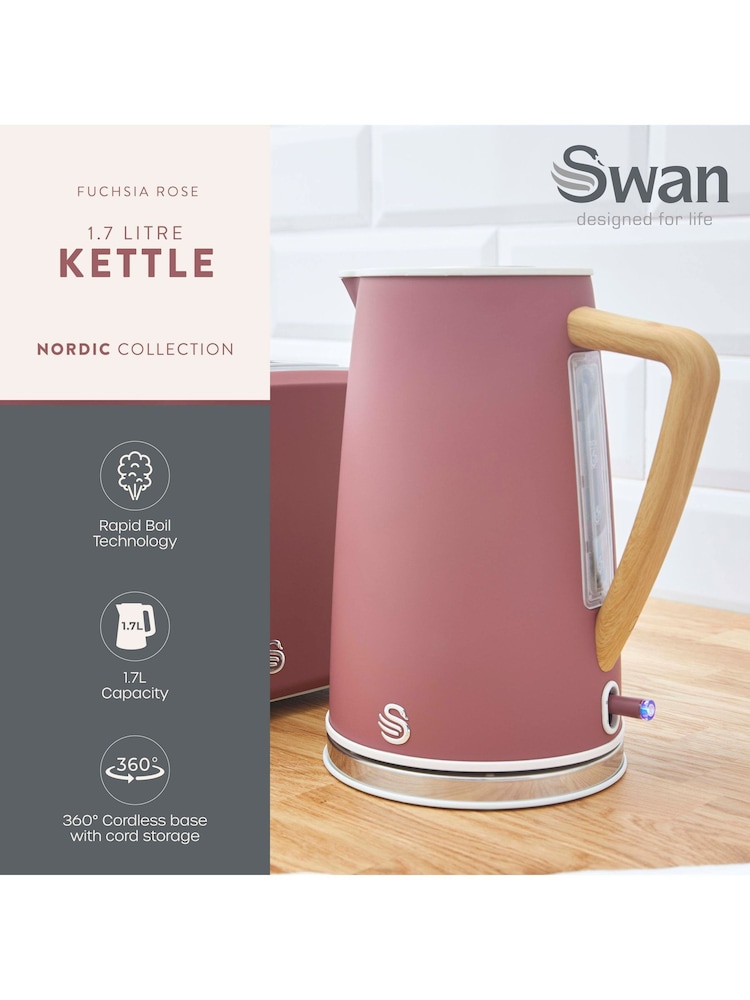 Swan Fuchsia Rose Nordic Cordless 1.7L Jug Kettle - Image 2 of 8