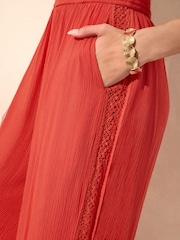 Lipsy Red Halter Neck Tie Jumpsuit - 圖片 5/5