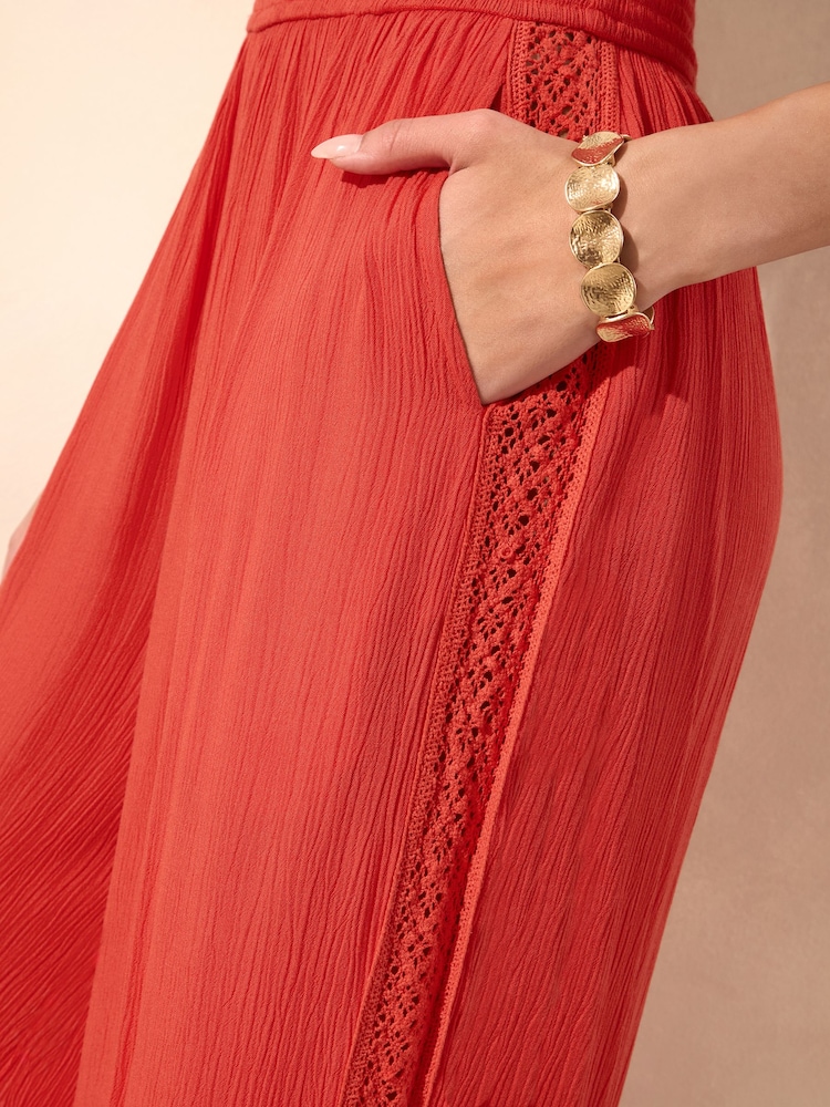 Lipsy Red Halter Neck Tie Jumpsuit - 圖片 5/5