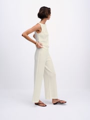 The Set 2 Pack Textured Top and Trouser Co-Ord Cream - Image 4 of 6
