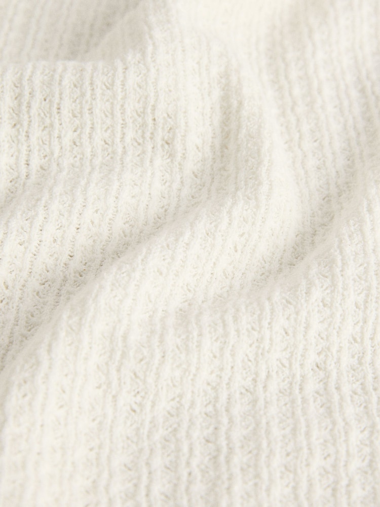 The Set 2 Pack Textured Top and Trouser Co-Ord Cream - Image 6 of 6