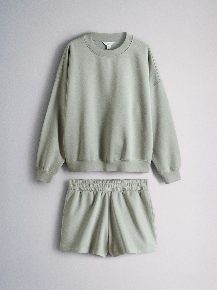 Multi Crew Neck Sweat and Shorts Co-ord - Image 1 of 5 Multi Crew Neck Sweat and Shorts Co-ord - Image 1 of 5
