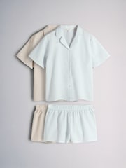 The Set 2 Pakke Seersucker Med knapper Shorts Pyjamas Sett - Bilde 8 av 9
