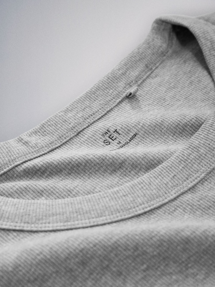 The Set 3 Pack Ribbed Midi Dresses Navy Blue/Grey Stripe/Grey Marl - Image 3 of 3