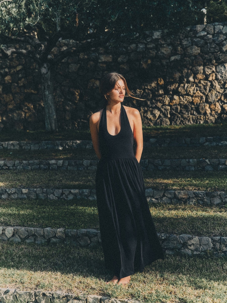 The Set 2 Pack Halter Neck Jersey Maxi Dresses Black/Neutral - Image 1 of 10 The Set 2 Pack Halter Neck Jersey Maxi Dresses Black/Neutral - Image 1 of 10