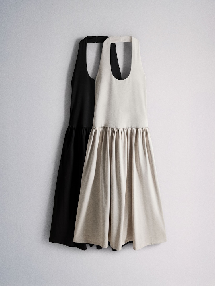 The Set 2 Pack Halter Neck Jersey Maxi Dresses Black/Neutral - Image 2 of 10 The Set 2 Pack Halter Neck Jersey Maxi Dresses Black/Neutral - Image 2 of 10