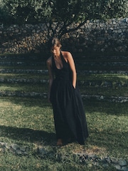 The Set 2 Pack Halter Neck Jersey Maxi Dresses Black/Neutral - Image 4 of 10