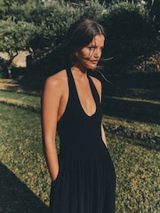 The Set 2 Pack Halter Neck Jersey Maxi Dresses Black/Neutral - Image 6 of 10