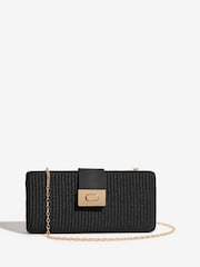 Lipsy Black Raffia Effect Clutch Bag - Image 1 of 5