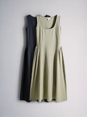 The Set 2 Pack Jersey Maxi Dress Navy Blue/Light Khaki Green - Image 2 of 6