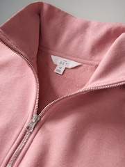 The Set 2 Pack Half Zip Ribbed Funnel Neck Sweatshirts Pink/Chocolate Brown - Image 4 of 5