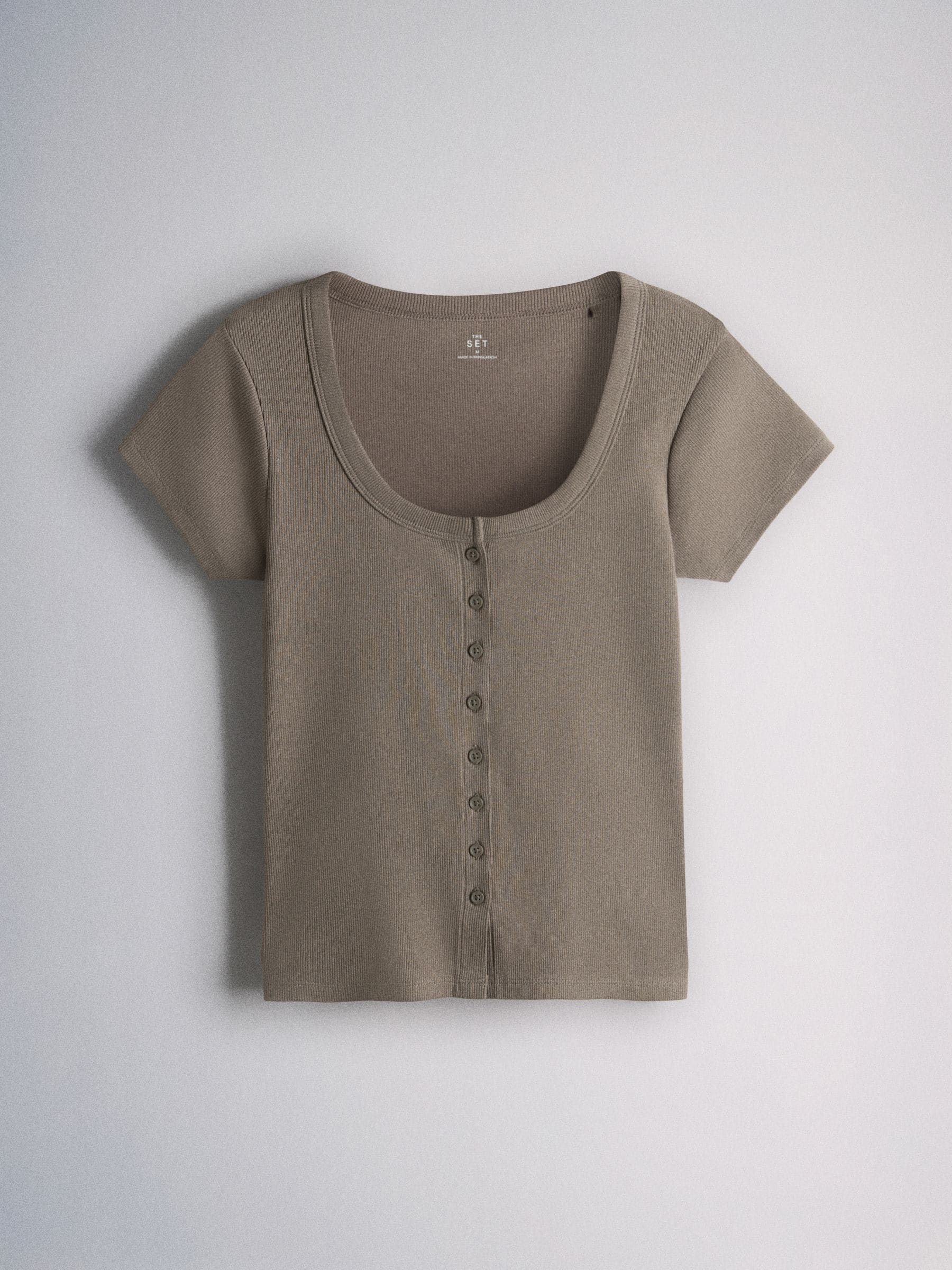 Buy The Set Scoop Neck Button Through Tops Pink/White/Neutral