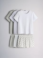 The Set 3 Pack T-Shirt and Short Jersey Pyjama Sets Blue/Grey/White/Spot/Stripe - Image 1 of 9