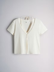 The Set 2 Pack Mock Halterneck & T-Shirt Sets Chocolate Brown/Cream - Image 2 of 5