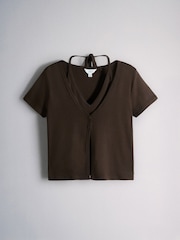 The Set 2 Pack Mock Halterneck & T-Shirt Sets Chocolate Brown/Cream - Image 3 of 5