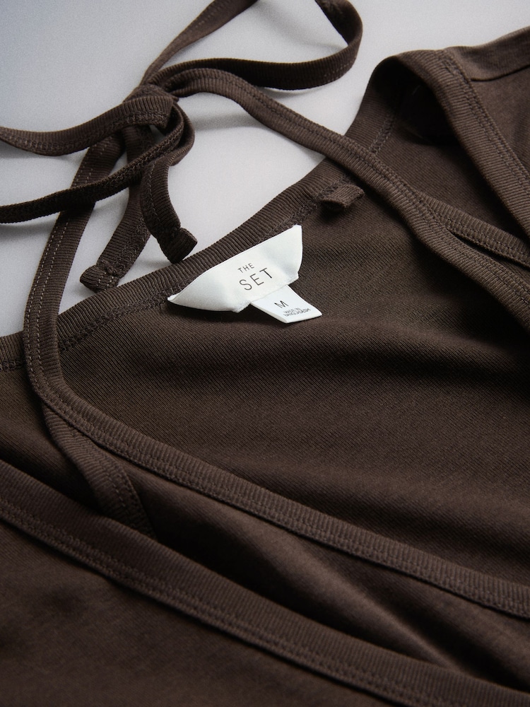 The Set 2 Pack Mock Halterneck & T-Shirt Sets Chocolate Brown/Cream - Image 5 of 5 The Set 2 Pack Mock Halterneck & T-Shirt Sets Chocolate Brown/Cream - Image 5 of 5