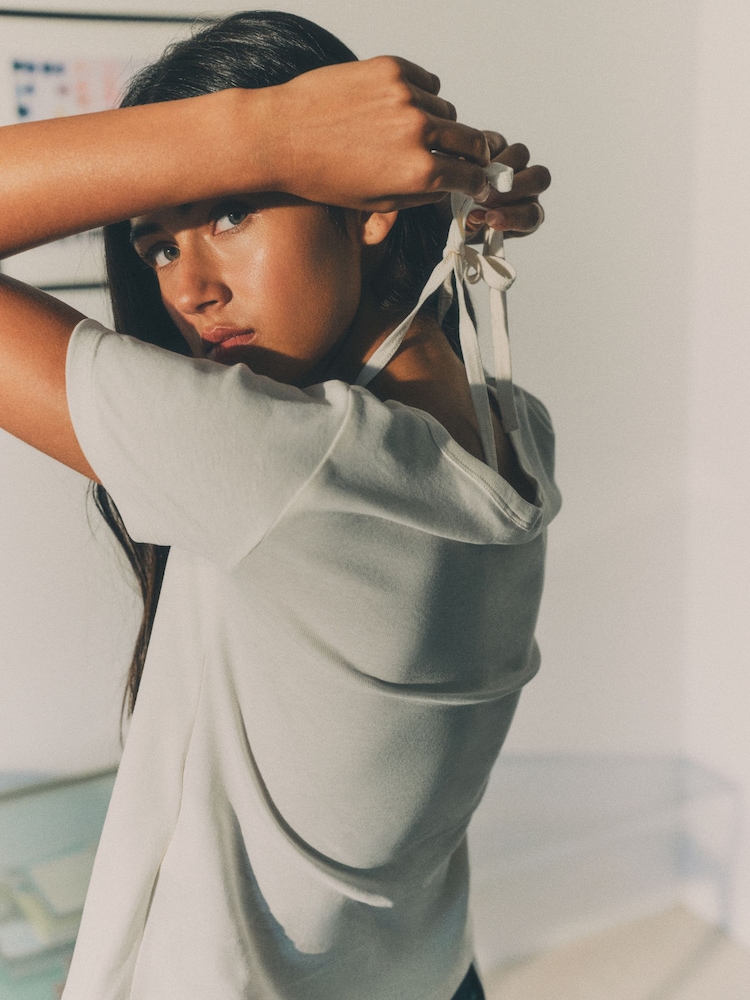 The Set 2 Pack Mock Halterneck & T-Shirt Sets Brown/Cream - Image 6 of 6