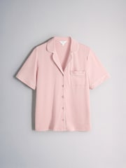 The Set 2 Pack Button Through Contrast Trim Shorts Pyjama Set Light Pink/Burgundy - Image 2 of 6