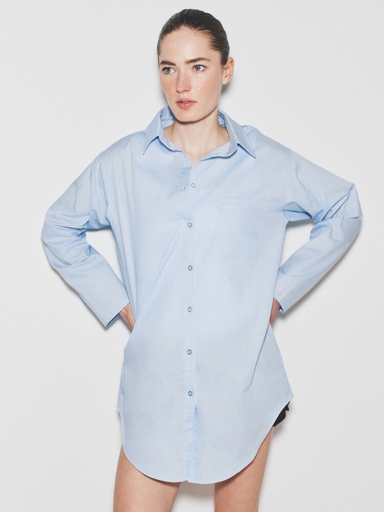 The Set 2 Pack Cotton Night Shirt Pale Blue/White Stripe - Image 1 of 6