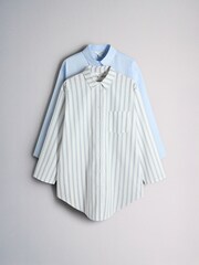 The Set 2 Pack Cotton Night Shirt Pale Blue/White Stripe - Image 2 of 6