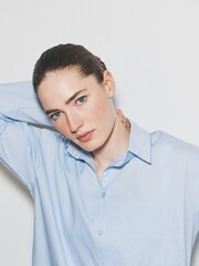 The Set 2 Pack Cotton Night Shirt Pale Blue/White Stripe - Image 4 of 6