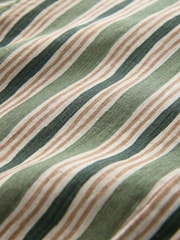 Green 100% Linen Texta Stripe Regular Fit Signature Short Sleeve Shirt Co-ord - Image 7 of 7