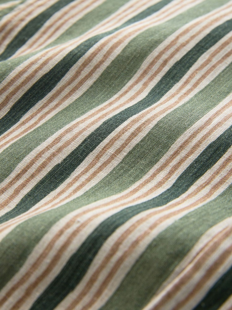 Green 100% Linen Texta Stripe Regular Fit Signature Short Sleeve Shirt Co-ord - Image 7 of 7