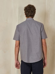 Neutral Brown Regular Fit Smart Clipped Print Short Sleeve Shirt - Image 3 of 7