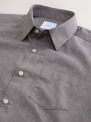 Neutral Brown Regular Fit Smart Clipped Print Short Sleeve Shirt - Image 7 of 7