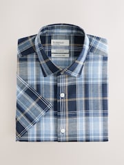 Blue Madras - Cotton Linen Check Short Sleeve Shirt - Picha 5 kati ya 7