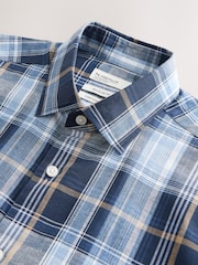 Blue Madras - Cotton Linen Check Short Sleeve Shirt - Picha 6 kati ya 7