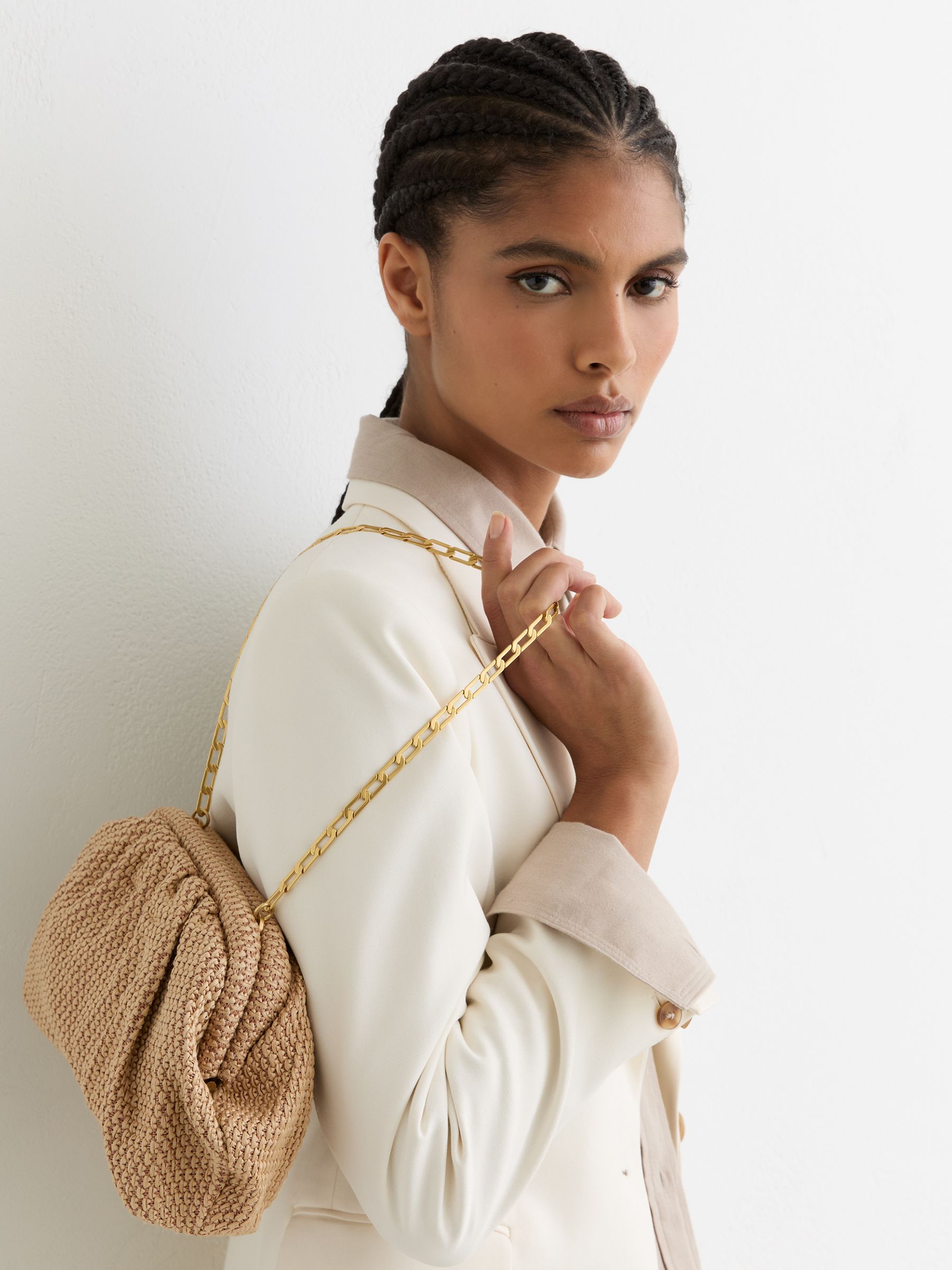 Next：日本 Reiss Georgia ラフィア調 ギャザー クラッチバッグ from