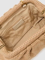 Reiss Natural Georgia Raffia-Effect Ruched Clutch Bag - Image 5 of 6