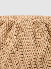 Reiss Natural Georgia Raffia-Effect Ruched Clutch Bag - Image 6 of 6