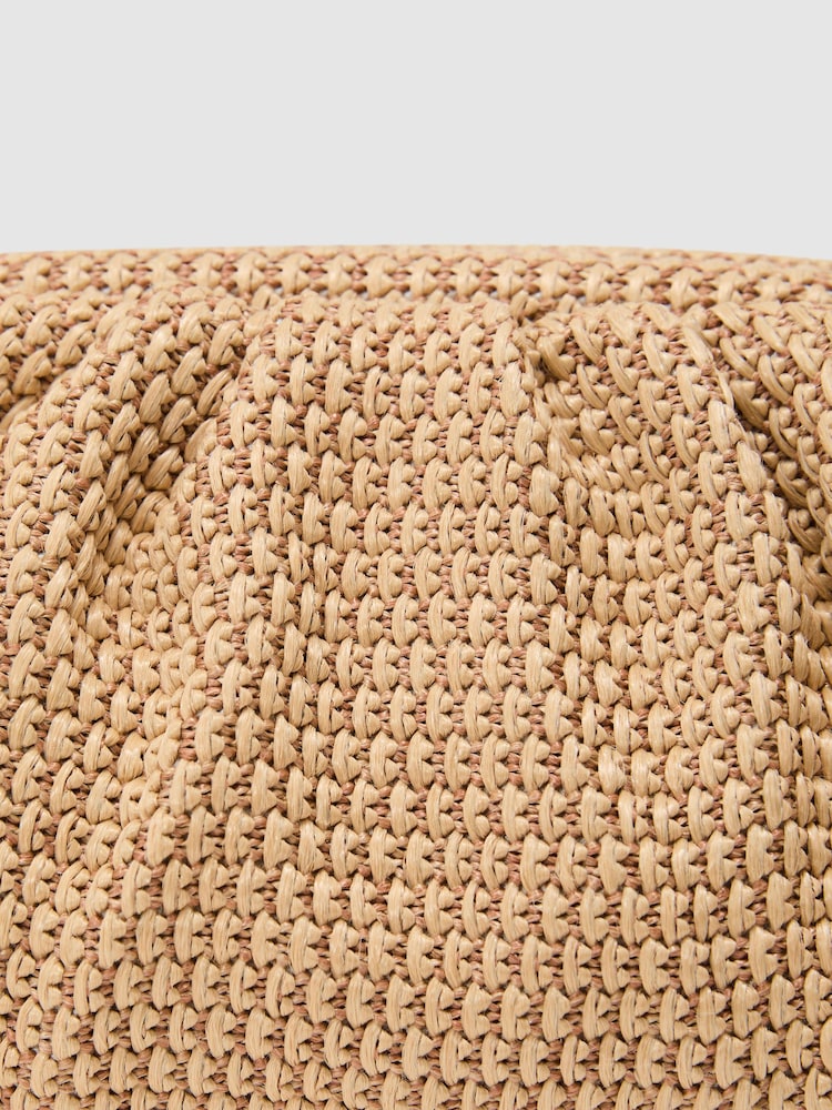 Reiss Natural Georgia Raffia-Effect Ruched Clutch Bag - Image 6 of 6