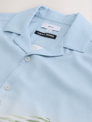 Light Blue Pool Scene Print Short Sleeve Shirt - Image 7 of 8