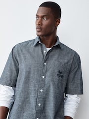 Blue Woodstock Relaxed Fit Denim Long Sleeve Shirt - Image 5 of 9