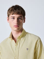 黃色條紋 - Regular Fit Pique Long Sleeve Shirt - 圖片 1，共 9