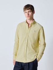 黃色條紋 - Regular Fit Pique Long Sleeve Shirt - 圖片 4，共 9