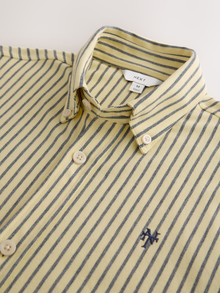 黃色條紋 - Regular Fit Pique Long Sleeve Shirt - 圖片 9，共 9