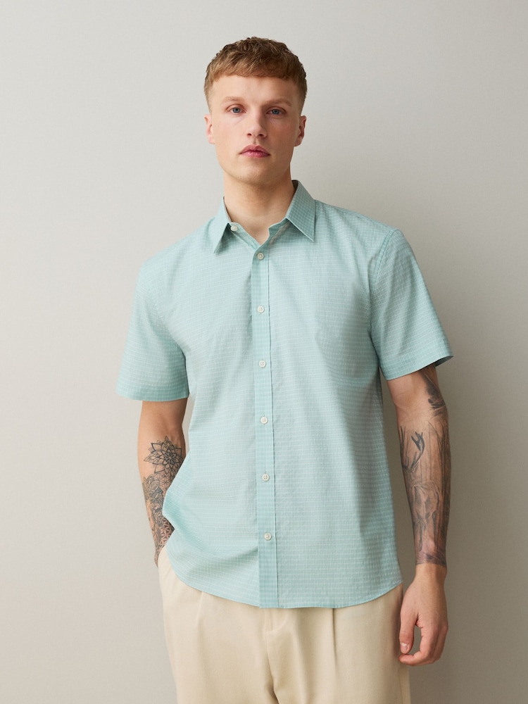 Jūros putų žalia - N. Premium Cotton Rich Smart Short Sleeve Shirt - 1 paveikslėlis iš 7 Jūros putų žalia - N. Premium Cotton Rich Smart Short Sleeve Shirt - 1 paveikslėlis iš 7