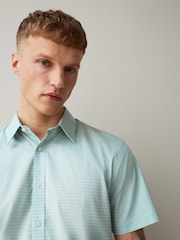 Jūros putų žalia - N. Premium Cotton Rich Smart Short Sleeve Shirt - 4 paveikslėlis iš 7