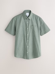 Green Regular Fit Smart Clipped Print Short Sleeve Shirt - Image 5 of 7